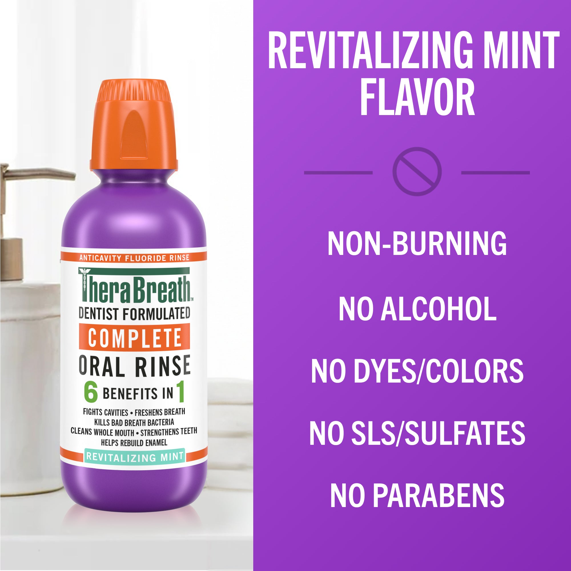 TheraBreath Complete Mouthwash. 6-in-1 Benefits. Alcohol-Free. Revitalizing Mint - Image 5