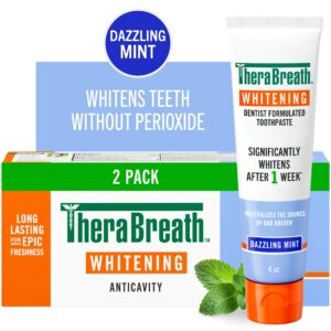 TheraBreath Whitening Toothpaste. Peroxide-Free & Anticavity. Dazzling Mint